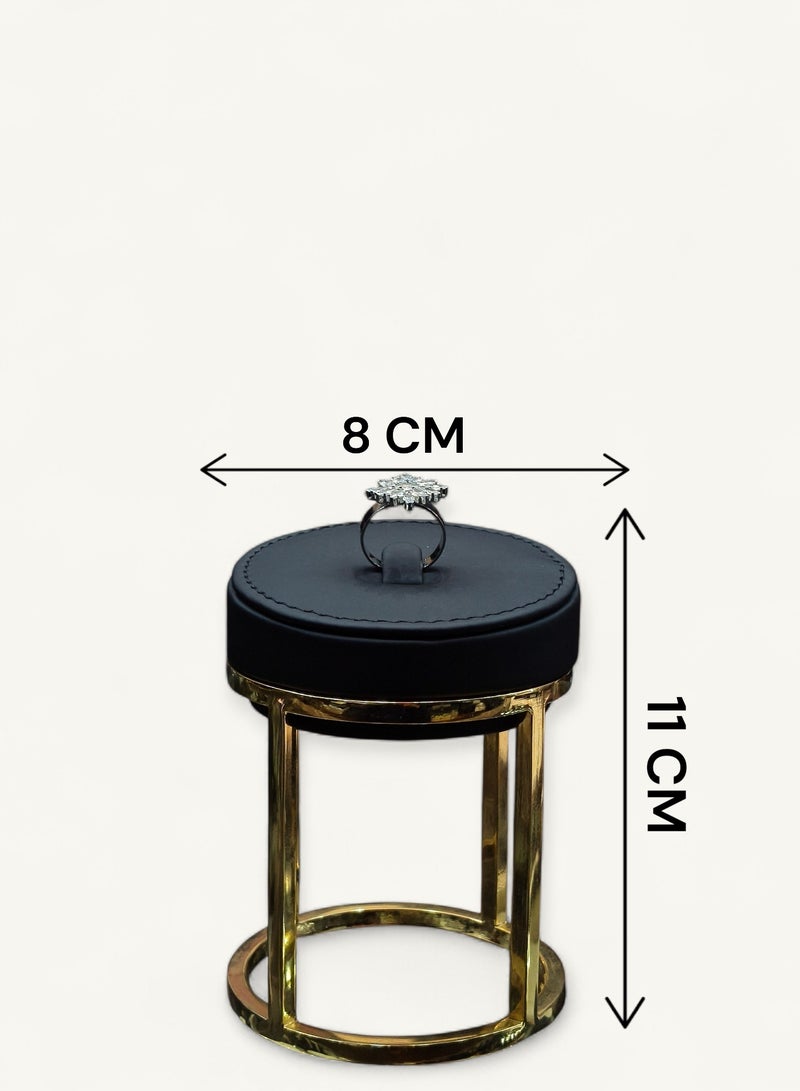 Al Seraj Luxury Jewelry Set Display Stand – Made in Dubai UAE | Gold Plated Metallic Base | Premium Black Rexine Leather Ring, Earring, Bangle, Bracelet & Necklace Display with Background & Main Base for Showroom - Image 4